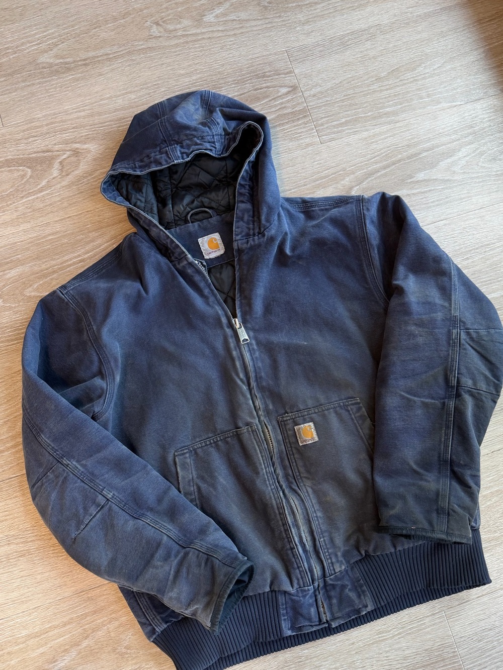 Carhartt Navy Hooded Quilted-Lined Puffer Jacket - Men's